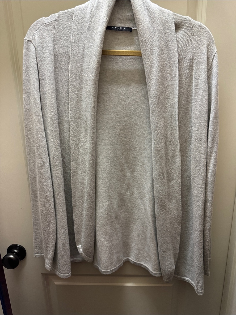 Cyrus Light Heather Gray Open-Front Shawl Collar Cardigan